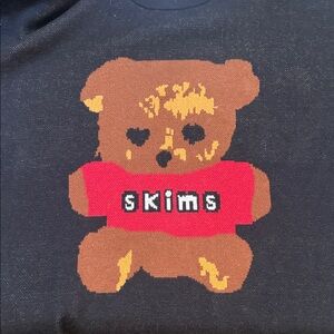 SKIMS Cactus Plant Black Sweatshirt with Red Teddy Bear Graphic